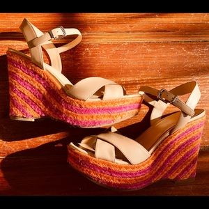 Via Spiga Leather Platform Espadrilles 5.5